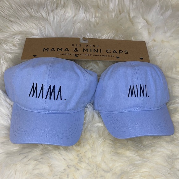 Rae Dunn Accessories - Rae Dunn Mama & Mini Matching Hats - Light Blue / Purple Hat Set